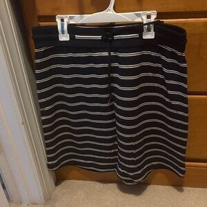 Talbots Navy Blue and White Striped Skirt